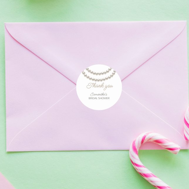 Elegant Pearl Bridal Shower  Classic Round Sticker (Creator Uploaded)