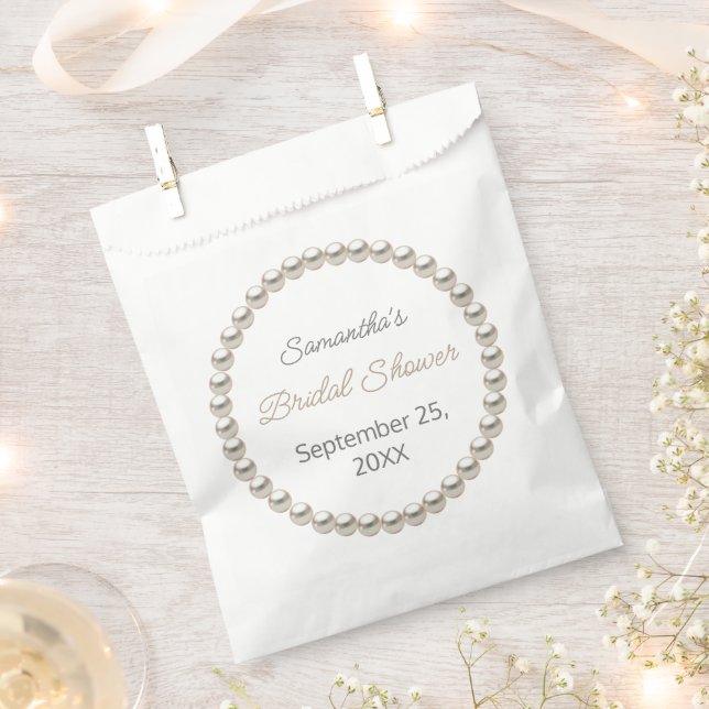 Elegant Pearl Bridal Shower Favor Bag (Clipped)