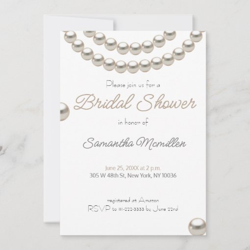Elegant Pearl Bridal Shower Invitation | Zazzle
