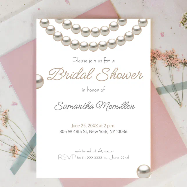 Elegant Pearl Bridal Shower Invitation | Zazzle