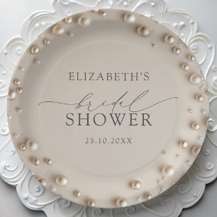 Elegant Pearl Bridal Shower Paper Plates