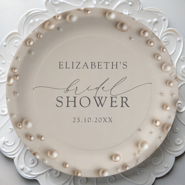 Elegant Pearl Bridal Shower Paper Plates (Creator Uploaded)