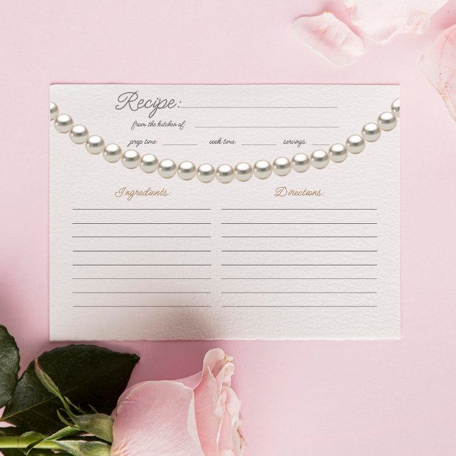 Elegant Pearl Bridal Shower Recipe Note Card (Creator Uploaded)