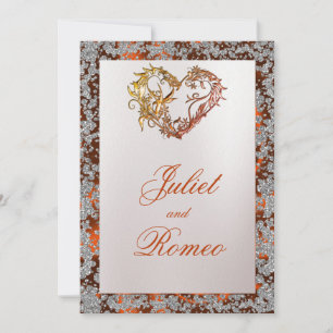 Elegant Pearl, Copper Ribbon & Sparkle 2 Invitation