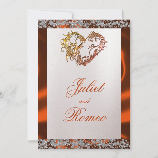 Elegant Pearl, Copper Ribbon & Sparkle Invitation (Front)