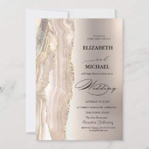 Elegant Pearl Glitter Script Wedding Invitation