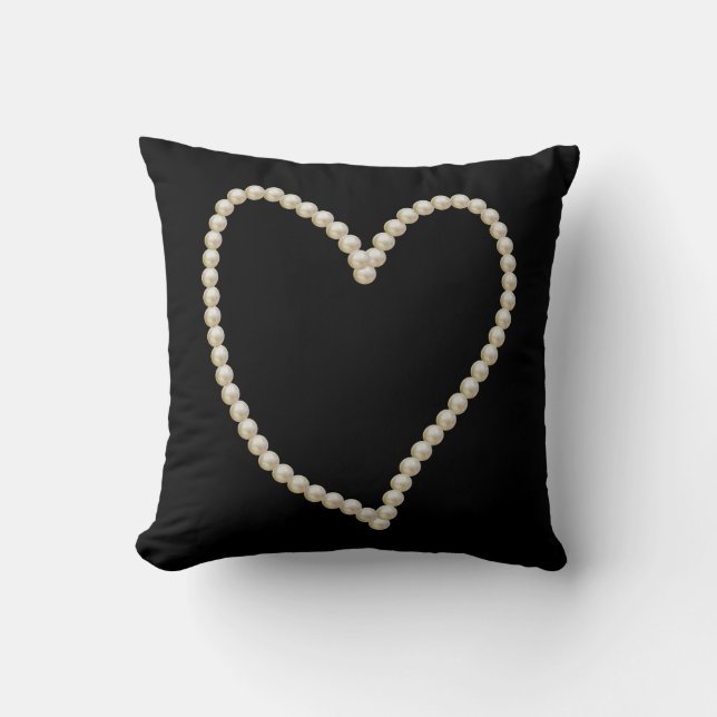 Elegant Pearl Heart Throw Pillow (Front)