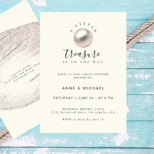 Elegant Pearl Little Treasure Chic Baby Shower Invitation