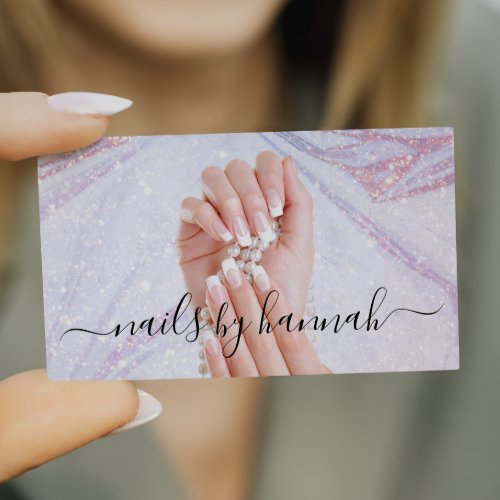 Elegant Pearl Nail Technician Chic Business Card