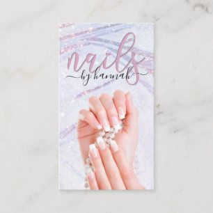 Elegant Pearl Nail Technician Chic Business Card