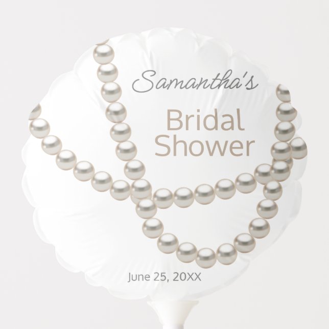 Elegant Pearl Necklace Bridal Shower Balloon (Front)