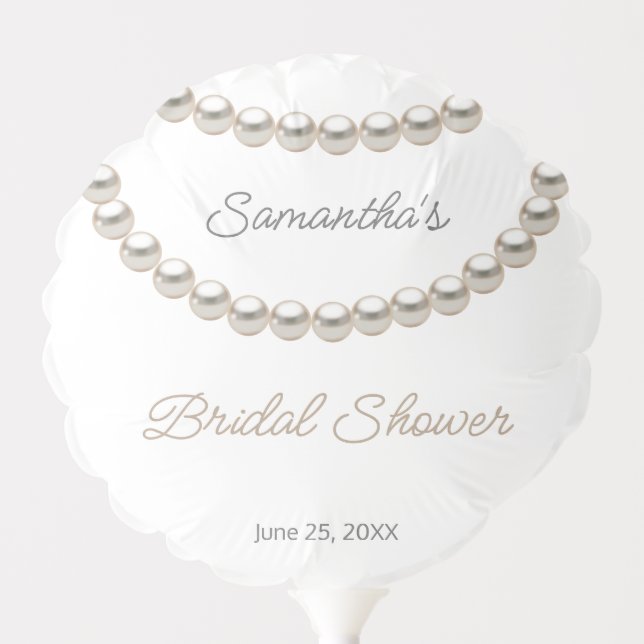 Elegant Pearl Necklace Bridal Shower Balloon (Front)