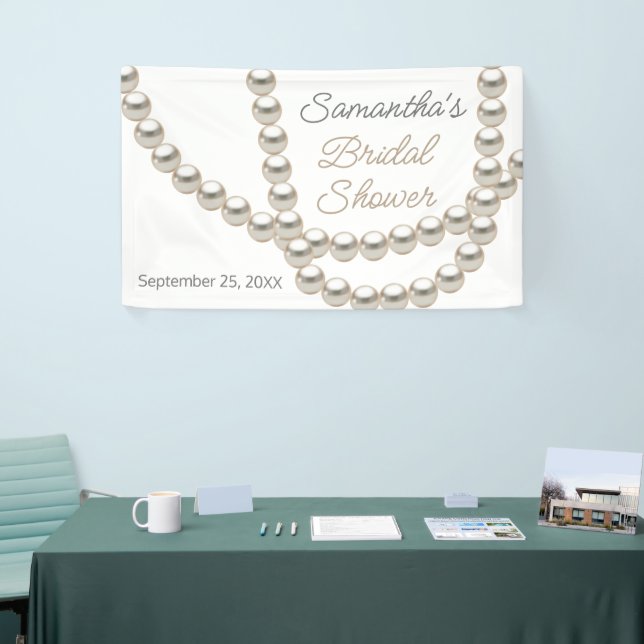 Elegant Pearl Necklace Bridal Shower Banner (Tradeshow)