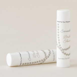 Elegant Pearl Necklace Bridal Shower Lip Balm