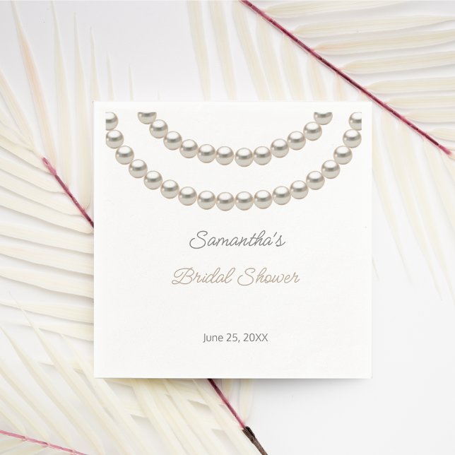 Elegant Pearl Necklace Bridal Shower Napkins (Creator Uploaded)