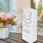 Elegant Pearl necklace Bridal Shower  Wine Gift Bag<br><div class="desc">White and Beige Elegant Bridal Shower Wine Gift Bag featuring a silver pearl necklace in watercolor. It’s very easy to customize,  with your personal details.</div>