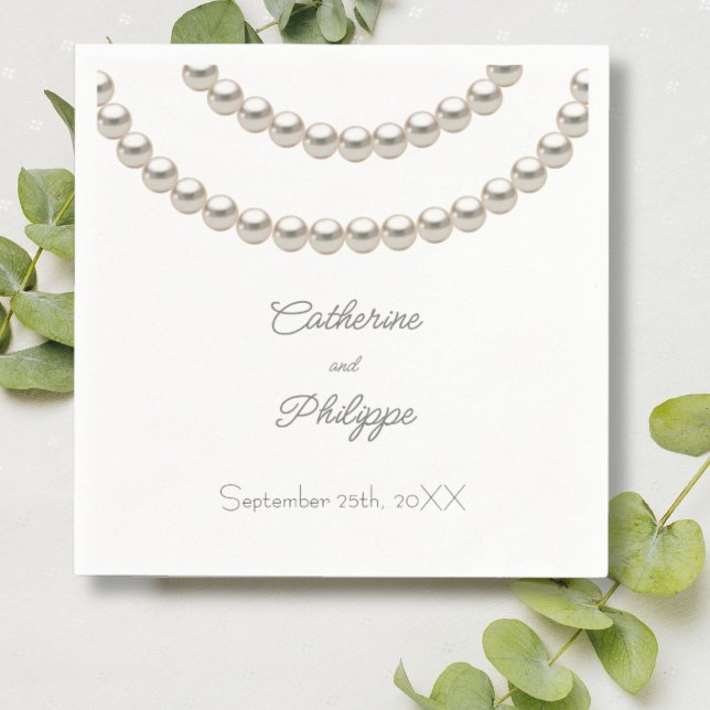 Elegant Pearl Necklace Wedding Napkins (Creator Uploaded)