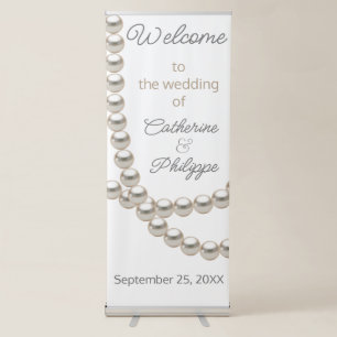 Elegant Pearl Necklace Wedding Retractable Banner