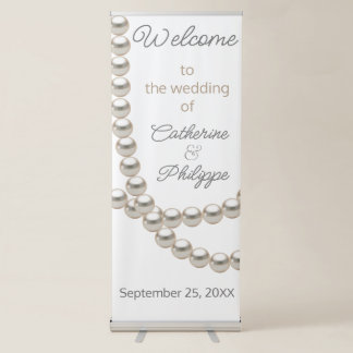 Elegant Pearl Necklace Wedding Retractable Banner