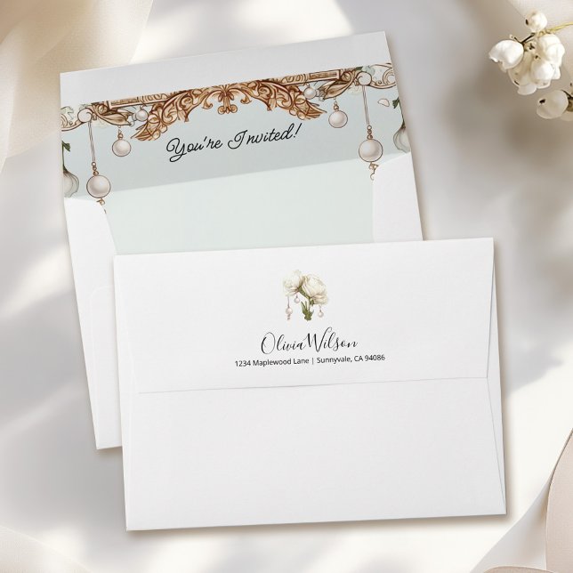 Elegant Pearl Prosecco Floral Bridal Shower Envelope (Creator Uploaded)