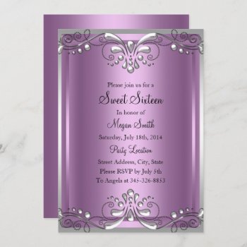 Elegant Pearl Purple Sweet Sixteen Invite by ExclusiveZazzle at Zazzle