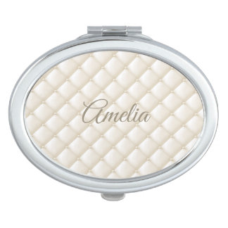 Elegant Pearl Quilted compact mirror