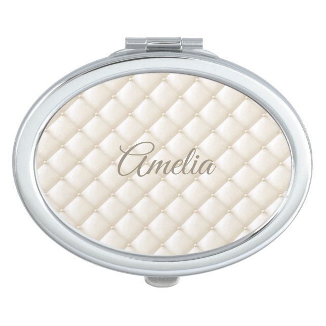 Elegant Pearl Quilted compact mirror (Front)