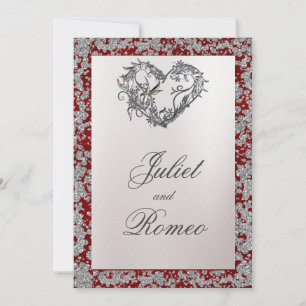Elegant Pearl, Red Ribbon & Sparkle 2 Invitation