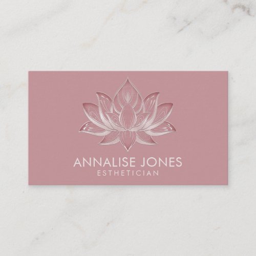 Elegant Pearl Rose Gold Lotus Flower Business Card