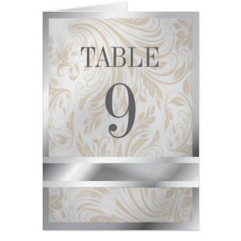 Elegant Pearl Silver Regal Wedding Table Number by ThemeWeddingBoutique at Zazzle