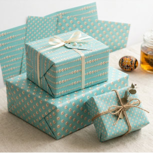 Elegant Pearl & Turquoise Wrapping Paper Sheets