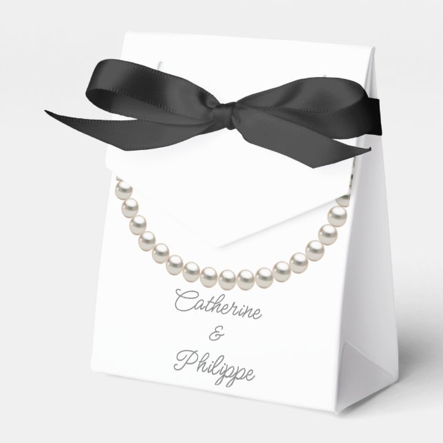 Elegant Pearl Wedding Favor Boxes (Front Side)