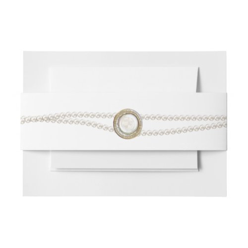 Elegant Pearl Wedding Invitation Belly Band