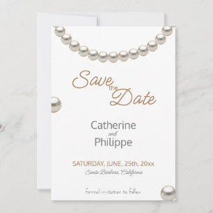 Elegant Pearl Wedding Save the Date Invitation