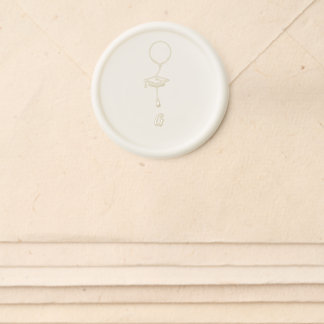 Elegant Pearl White Minimalist Graduation Wax Seal Sticker