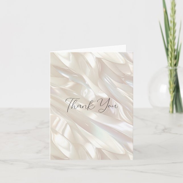 Elegant Pearl White Shell Abstract Letterpress Thank You Card (Front)