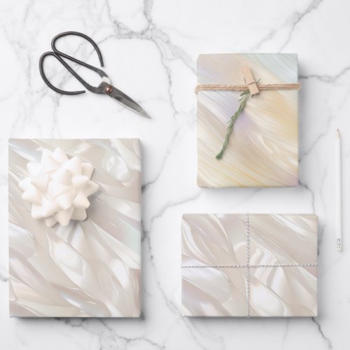 Elegant Pearl White Shell Abstract Wrapping Paper Sheets
