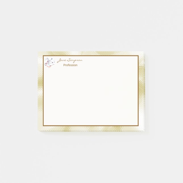 Elegant Pearlescent Gold Texture Post-it Notes (Front)