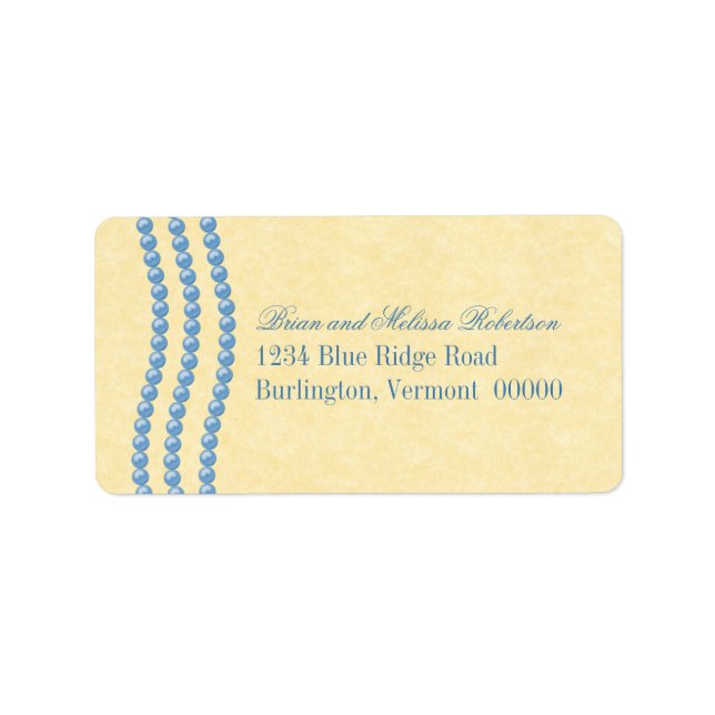 Elegant Pearls Address Labels, Blue Label (Front)