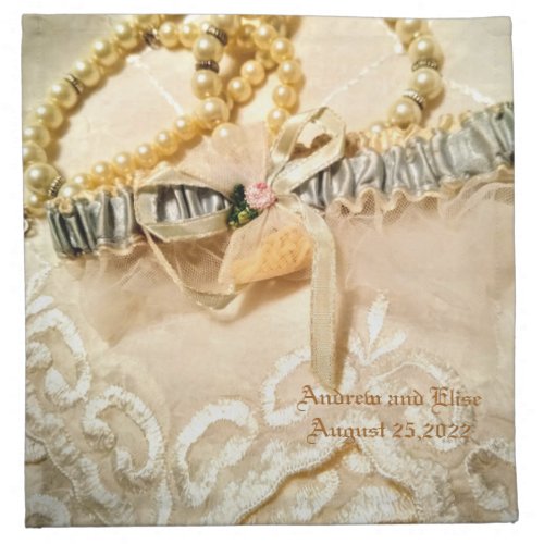 Elegant Pearls and Lace Themed Napkins