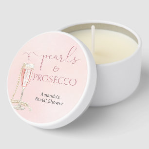 Elegant Pearls and Pink Prosecco Bridal Shower  Mini Candle Favors