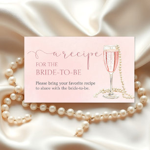 Elegant Pearls and Pink Prosecco Recipe Request Enclosure Card