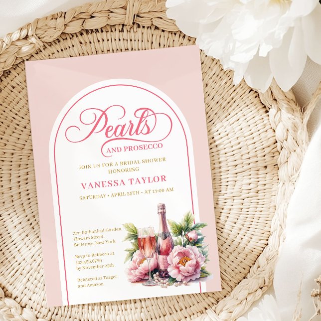 Elegant Pearls and Prosecco Bridal Shower Card (Elegant Pearls and Prosecco Bridal Shower Card)