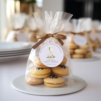 Elegant Pearls and Prosecco Bridal Shower Classic Round Sticker