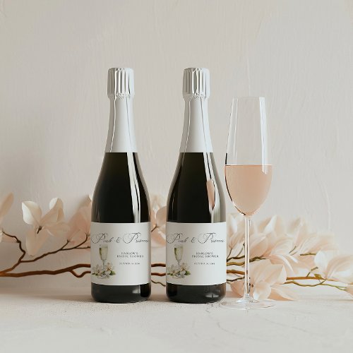 Elegant Pearls and Prosecco Bridal Shower Favor  Sparkling Wine Label