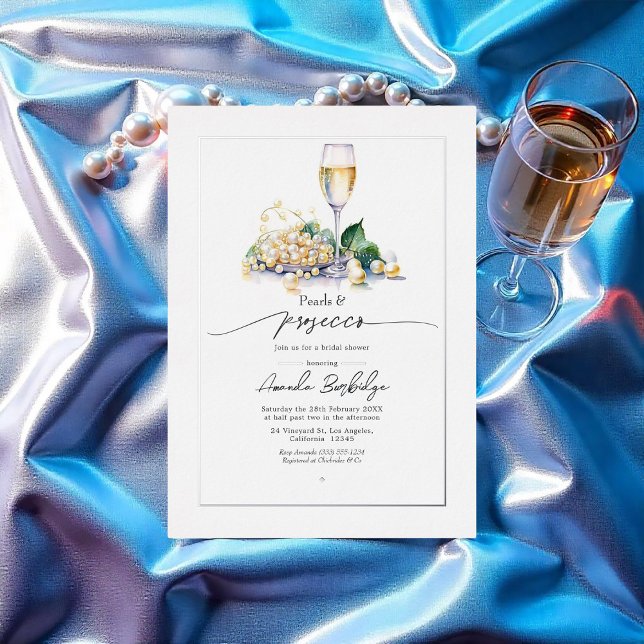 Elegant Pearls and Prosecco Bridal Shower Foil Invitation (Elegant Pearls and Prosecco Bridal Shower Foil Invitation)