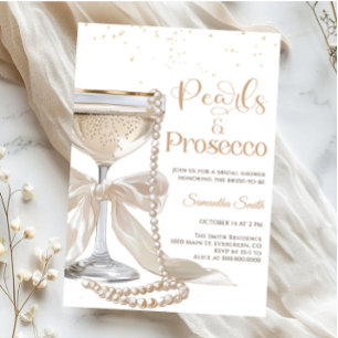 Elegant Pearls and Prosecco Bridal Shower   Invitation