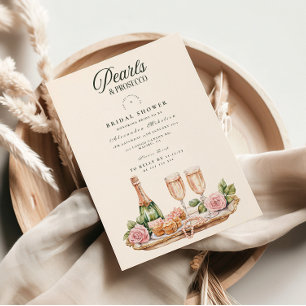 Elegant Pearls and Prosecco Bridal Shower Invitation