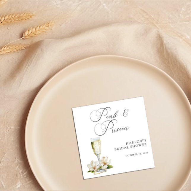Elegant Pearls and Prosecco Bridal Shower  Napkins (Pearls & Prosecco Bridal Shower Paper Napkins)