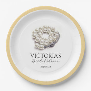 Elegant Pearls and Prosecco Bridal Shower  Paper Plates